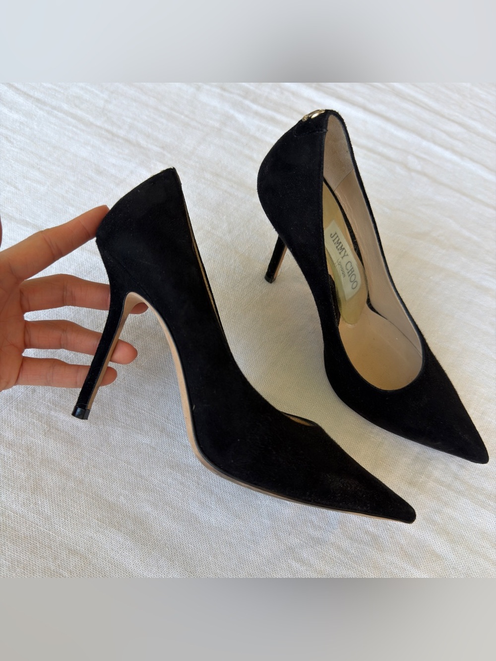 Jimmy Choo Black Suede Pointed Stiletto Pumps